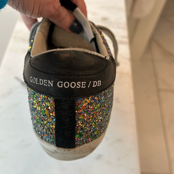 Golden Goose Superstar Sneaker Multi Glitter Metallic Turquoise Blue Star 37 - Picture 15 of 16